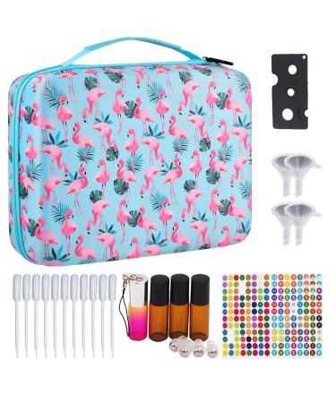 PAIYULE Essential Oils Storage Hold 70 Bottles - Carrying Hard shell Organizer Case for Artnaturals/for Young Living/for Radha/for Doterra Aromatherapy Essential Oils 5ml 10ml 15ml - Flamingo