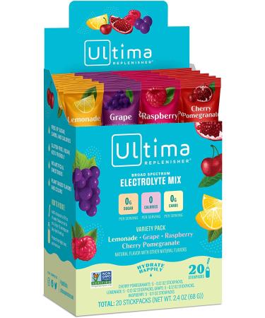 Ultima Replenisher Electrolyte Hydration Powder Variety Pack 20 Count Stickpacks