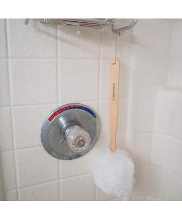 Long Handled Shower Loofah on a Stick Body & Back Scrubber - Bath Sponge Brush with Wood Handle for Men & Women - Easy Reach Lotion Applicator - 1 Count - Buy Online on GoSupps.com