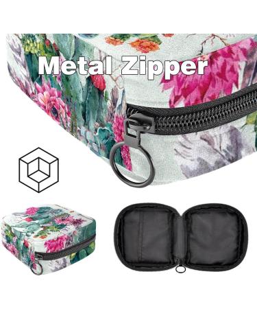 Womens Binding-Up Bags | Watercolor Cactus Flowers | Multi-functional Tampon Storage with Zip Pockets - Buy Online on GoSupps.com
