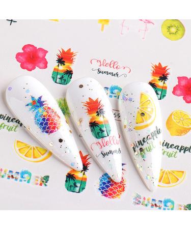 Summer Fruit Nail Stickers - Pineapple, Tropical Leaf Design | 12sheets - Buy Online on GoSupps.com