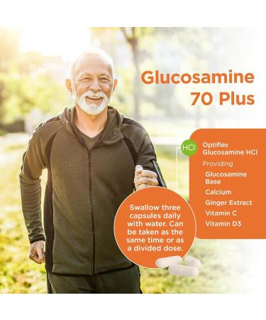 Healthspan Fast Release Glucosamine 70 Plus | 120 Capsules | with Vitamin C & Vitamin D3 | Easy to Digest | Calcium | Ginger | Vegetarian - Buy Online on GoSupps.com