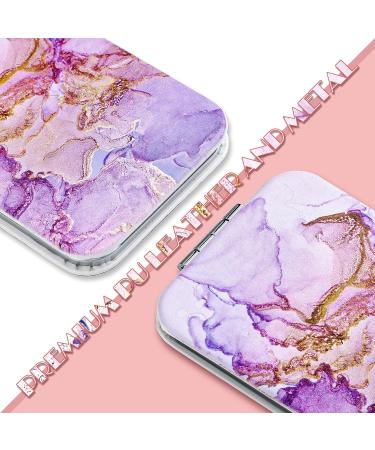 Compact Magnifying Travel Mirror Set - Double Sided 1X/2X Magnification, Marble Design - Perfect Gift for Women, Girls, Graduation, Birthday or Christmas - Buy Online on GoSupps.com