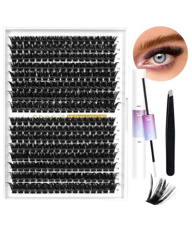 LANKIZ 100D DIY Eyelash Extensions Set - 272pcs C Curl Individual Lashes with Glue & Applicator | Premium Eyelash Cluster Kit for Stunning Looks - Buy Online on GoSupps.com