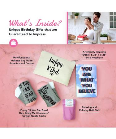 Special Birthday & Mother's Day Gift Box Set for Her | Fancy Notebook Travel Cosmetic Bag Funny Socks Bath Salt - Perfect for Friends - Buy Online on GoSupps.com