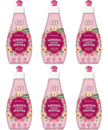 Fit Detergent Spice Edition - Hibiskus & Red Pepper Biodegradable Dishwashing Liquid | Eco-Friendly & Vegan | 2400 ml (6 x 400 ml) | Sustainable International Shipping - Buy Online on GoSupps.com