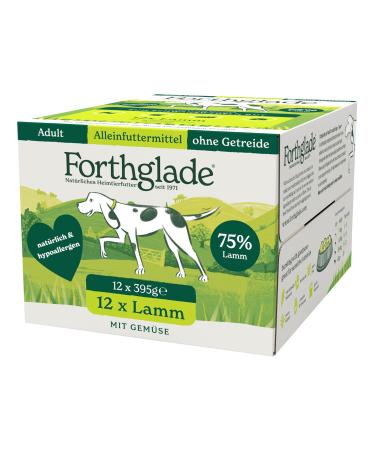 Forthglade Wet Dog Food (12 x 395g) - Grain Free Food with Lamb and Vegetables for Adult Dogs 1 Year and Older - Hypoallergenic Food for Sensitive Dogs