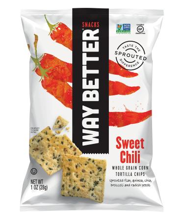 Way Better Snacks Sprouted Gluten Free Tortilla Chips, So Sweet Chili, 1 oz (Pack of 12) So Sweet Chili 1 Ounce (Pack of 12)