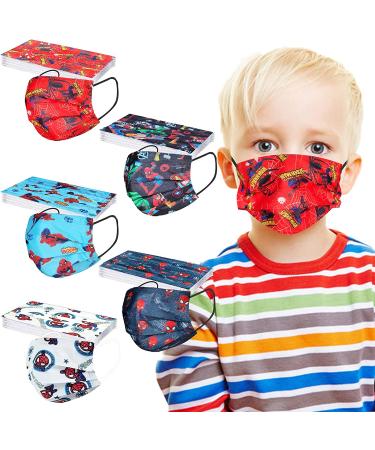 50PCS Kids Face Masks | Earloop Protective Breathable Children's Face Mask | Fun Zzx Spider Design - Buy Online on GoSupps.com
