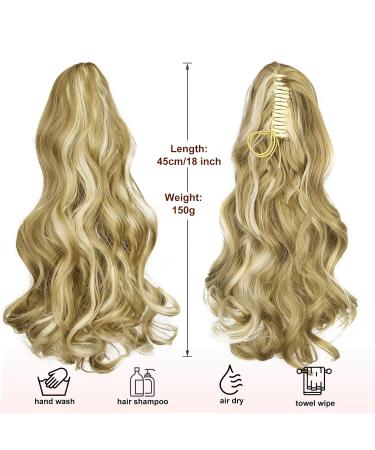 Shop Dcbaboo 45cm Wavy Ponytail Extension Sandy Blonde & Bleaching Blonde Clip-In Braid | Synthetic Curly Hair Extensions (150g) - Buy Online on GoSupps.com