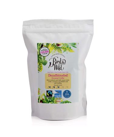Fairtrade Organic Decaf Ground Coffee 200g - Ideal For French Press Cafetiere Filter Drip V60 Aeropress - Swiss Water Decaffeinated Process - Bird & Wild - Donation to RSPB - Strength 3