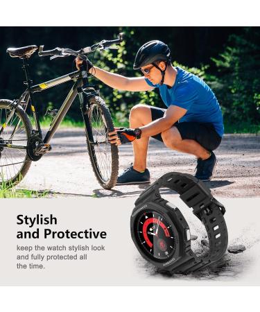 amBand Bands Case Screen Protector Compatible with Samsung Galaxy Watch 5 Pro 45mm R1 Sport Series Rugged Protective Cover Strap and 2 Pack Tempered Glass Film for Galaxy Watch5 Pro (2022) Black for Galaxy Watch 5 Pro 45mm - Buy Online on GoSupps.com