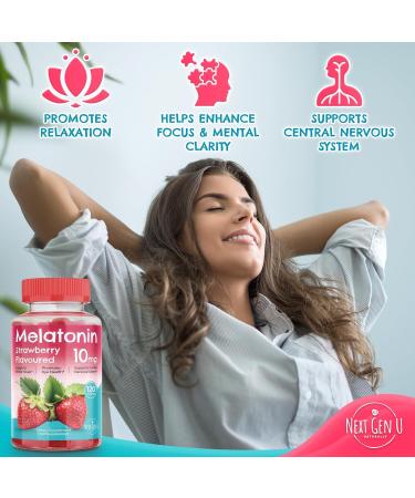 Melatonin Gummies - 10 mg Dietary Supplement - Strawberry Flavored - 120 Vegan Gummies - by NextGenU 1 Count (Pack of 120) - Buy Online on GoSupps.com