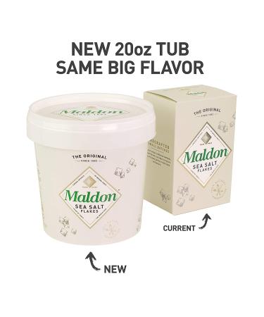 Maldon Sea Salt Flakes 20 oz Resealable Tub - Kosher Handcrafted Gourmet Salt Crystals - Buy Online on GoSupps.com