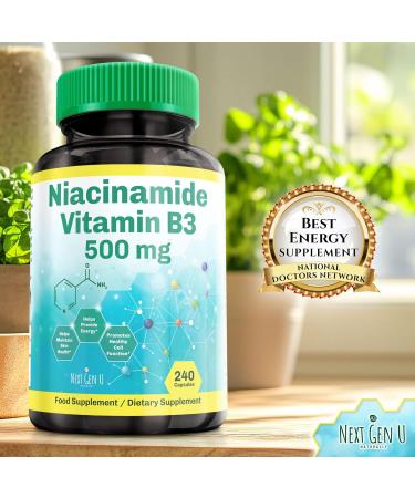 NGU Next Gen U Vitamin B3-500 mg 240 Capsules - Niacinamide - Dietary Health Food Supplement for Healthy Skin - Buy Online on GoSupps.com