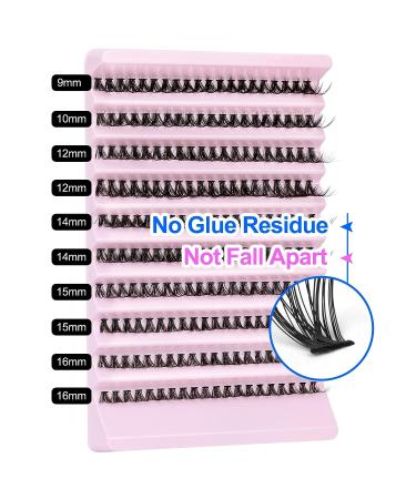 Lash Clusters 200 Pcs DIY Wispy Eyelash Extension Kit 9-16MM D Curl Natural Look Fluffy Lash Extensions for Home Use - TNFVLONEINS-(40D) - Buy Online on GoSupps.com