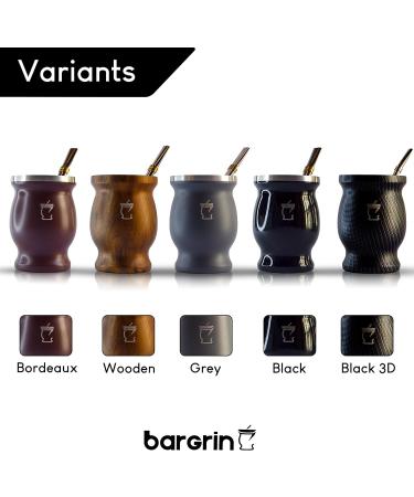 BARGRIN Mate Argentino Set for Yerba Mate - Includes Stainless Steel Bulb and a Bulb Cleaning Brush - Matte Double Wall Kit Stainless Steel Black 3D - Buy Online on GoSupps.com