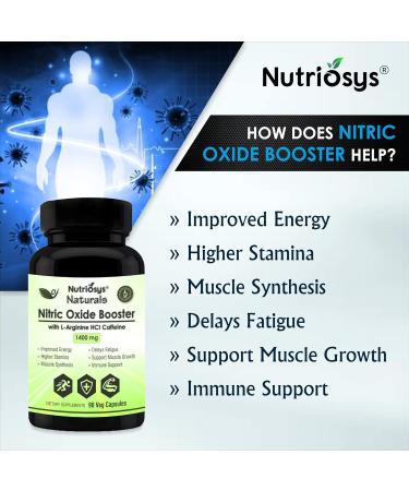 Naturals Nitric Oxide 1400mg Pre Workout L-Arginine L-Citrulline Caffeine | Boost Muscle Growth Stamina & Energy | 90 Veg Capsules - Buy Online on GoSupps.com