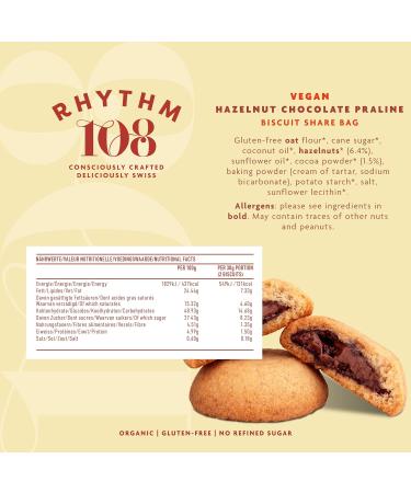 RHYTHM 108 Swiss Hazelnut Chocolate Praline Biscuit Share Bag 135g x 8 - Vegan & Delicious! - Buy Online on GoSupps.com