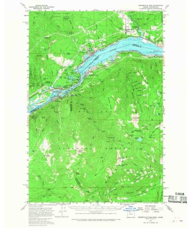 YellowMaps Bonneville Dam OR topo map, 1:62500 Scale, 15 X 15 Minute, Historical, 1957, Updated 1968, 20.9 x 16.8 in Regular Paper