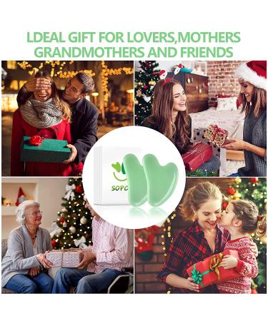 Gua Sha Tool Scraping Massage Set for Face and Body - Anti Aging Trigger Point Treatment for SPA Acupuncture Therapy - Stress Relief and Muscle Release - 2 Pack (Light Green) - Buy Online on GoSupps.com