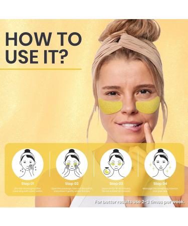 24k Gold Under Eye Patches - Reduce Dark Circles & Puffiness | 7 Pairs of Gold Foil Masks with Betaine & Hyaluronic Acid for All Skin Types - Buy Online on GoSupps.com