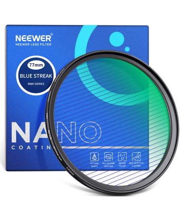 NEEWER 77mm Blue Streak Filter, HD Optical Glass 360 Rotatable Anamorphic Flare Special Effects Lens Filter, 28 Layer Multi Resistant Coated Aluminum Alloy Frame