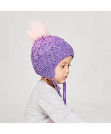 LANGZHEN Toddler Winter Hat with Earflap | Fleece Lined Beanie for Baby Boys Girls (Purple) | 1-2 Years - Buy Online on GoSupps.com