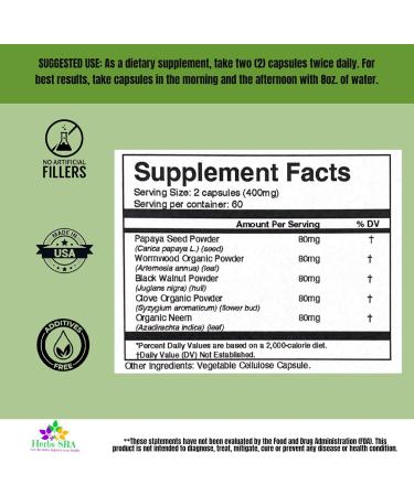 Herbs SRA Symbivia Active Digestive Support Herbal Formula for Gut Balance Energy & Daily Wellness Papaya Seed Wormwood Clove Neem Black Walnut Cleanse for Humans 120 Veg Capsules - Buy Online on GoSupps.com