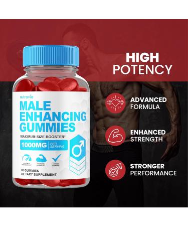 Nutravia Male Enhancing Supplement Gummies - Stamina Test Boost Gummy for Men with Horny Goat Weed Tribulus Maca Root Boost Energy - 60 Gummies - Buy Online on GoSupps.com