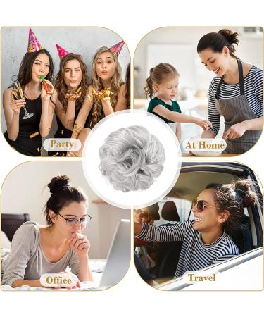 Grey Wavy Curly Messy Bun Hairpiece with Hair Rope and Hairpin - Bridal Hairstyle Chignon for Voluminous Updo - 33g Grey Scrunchies - Buy Online on GoSupps.com