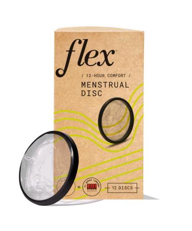 Flex Menstrual Discs | Disposable Period Discs | Tampon, Pad, and Cup Alternative | Capacity of 5 Super Tampons | HSA or FSA Eligible | Made in Canada | 12 Count 12 Count (Pack of 1)