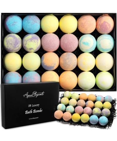 Luxury Bath Bombs for Women - Gift Set of 24 Bathbombs with Organic Essential Oils - Natural Vegan Soap for Moisturizing Fizzy Bubbles Luxury 2.3 Ounce (Pack of 24)