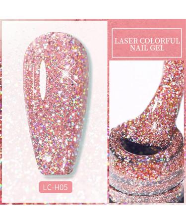 Glitter Nail Polish - Quick Dry Nail Varnish - Rose Gold Shimmering Metal Holographic Nail Paint - Color Pink Champagne Nail Polish No Need Cure 7 Days Lasting Glitter Pink - Buy Online on GoSupps.com