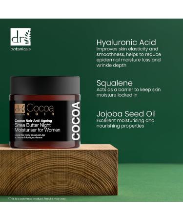 DR BOTANICALS Cocoa Noir Anti-Ageing Shea Butter Night Moisturiser for Women - Infused with Nourishing Shea Butter - Combat Signs of Aging - Wake Up to Youthful Radiance - Buy Online on GoSupps.com