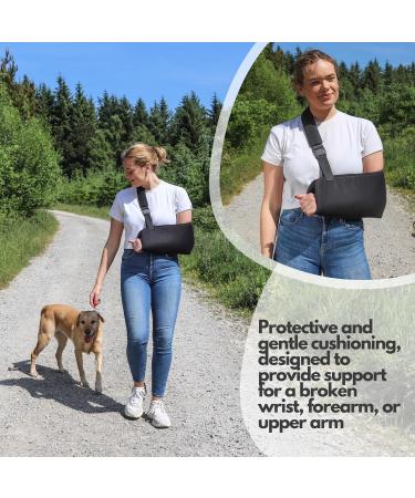 Solace Comfort+ Padded Sling - British Made & NHS Approved - Black - Adult Arm Support for Fractures & Injuries - Buy Online on GoSupps.com