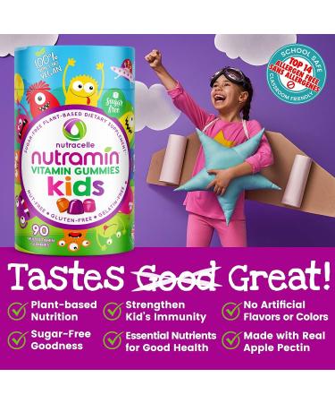 NUTRAMIN Sugar-Free Allergen-Free & Vegan Gummy Multivitamins for Kids - 90 Count Bottle | Nutracelle - Buy Online on GoSupps.com