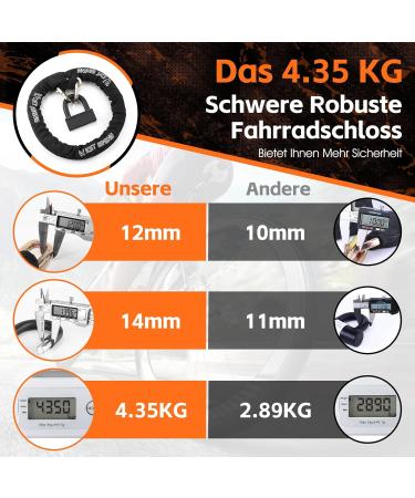 Chimona 12m Heavy-Duty Bike Chain Lock | High-Security Anti-Theft Motorcycle Lock | Durable 12mm E-Bike Lock in Black - Buy Online on GoSupps.com