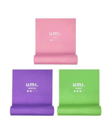 Fitness straps Elastic exercises stretch bands slipping resistance bands for gymnastics sport yoga stretch muscle exercises strength training pink + violet + green 1.5m