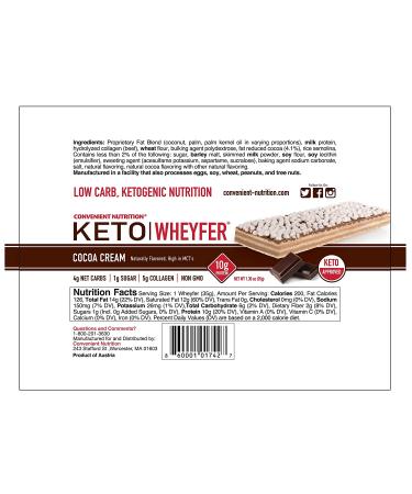 Convenient Nutrition Keto WheyFer Protein Snack Bars - Low Carb, Low Sugar, Coffee Cream Flavor | 10 Bars - Buy Online on GoSupps.com