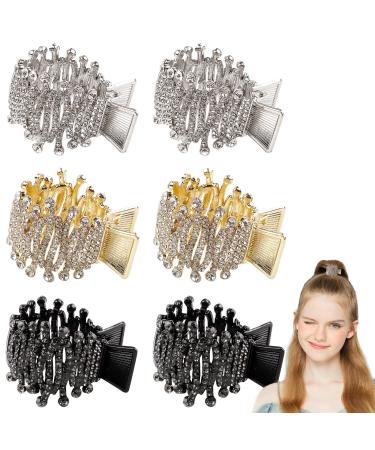 6 Pcs Hair Claw Clips for High Ponytail  Pearl Rhinestone Shark Hair Clips  High Ponytail Fixed Hair Clip  Non-slip Hair Clip for Women for Women Thick Long Hair Line