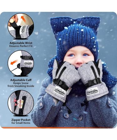 Hikenture Kids Snow Gloves | 3M Thinsulate Insulated Waterproof Winter Gloves - Grey, Small - Buy Online on GoSupps.com