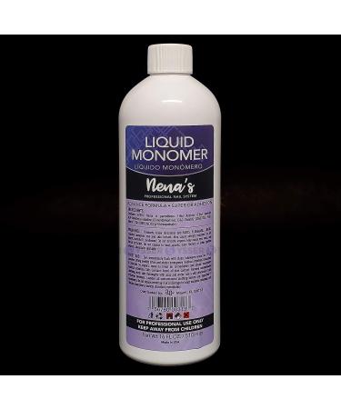 Professional Liquid Monomer by Nena's 16 fl oz, Advanced GlamourShield acrylic formula, no MMA, Non-Yellowing, Quick Dry, Strongest Adhesion, Acrylic Nail Art Extension Carving