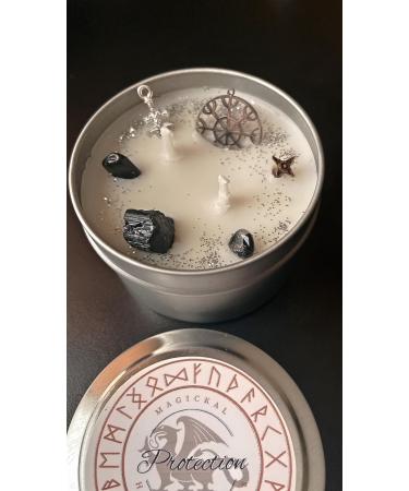 Aromatherapy Soy Wax Intention Candle - Helm of Awe - Protection - 4oz - Viking Sheild