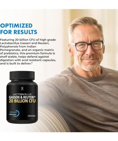 HUMANX Lactobacillus Gasseri & Reuteri+ 20 Billion CFU Plus Organic Prebiotics and Punicaligans - Probiotic Supplements - USA Made - Non-GMO - Performance Driven Delayed Release Capsule - Buy Online on GoSupps.com
