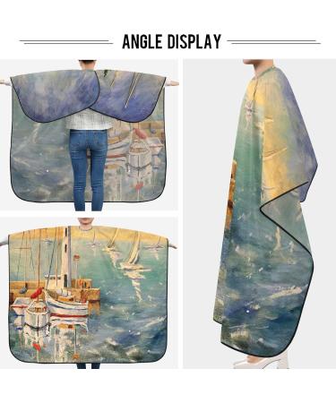 Visesunny Barber Cape - Seascape Boat Lighthouse Oil Painting | Anti-Static Water-Resistant Hair Cutting Salon Apron - Buy Online on GoSupps.com