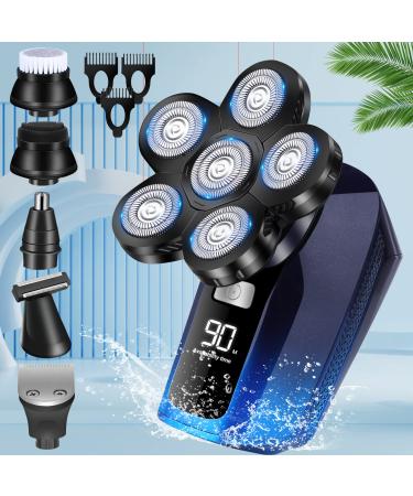 Head Shaver for Bald Men 6 in 1 Bald Head Shavers for Men Cordless Waterproof Wet Dry Mens Electric Shavers for Head Face Hair Shaving Rechargeable Electric Razor for Men USB Mans Razor Grooming Kit