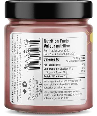 Drizzle Berry Bliss Raw Honey - Superfood Anti-Oxidant Blend - Rich in Nutrients and Beneficial Enzymes - Notes of Wild Canadian Blueberry & A a - 100% Raw Pure Honey - Gluten-Free Paleo-friendly (Pack of 2) 350g Berry Bliss 350 g (Pack of 2) - Buy Online on GoSupps.com