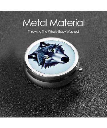 Fierce Wolf Head Round Pill Box - 3 Compartment Travel Organizer | Portable Travel Pill Holder - Buy Online on GoSupps.com
