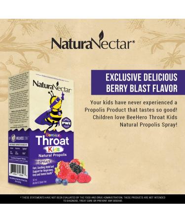 NaturaNectar BeeHero Natural Propolis Throat Spray - 30ml - Respiratory & Oral Health for Kids - Alcohol & Gluten Free - Berry Blast - Buy Online on GoSupps.com